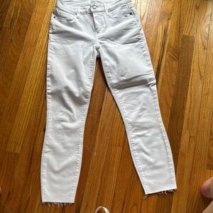PAIGE White Ankle Cropped Jeans with Slim Fit